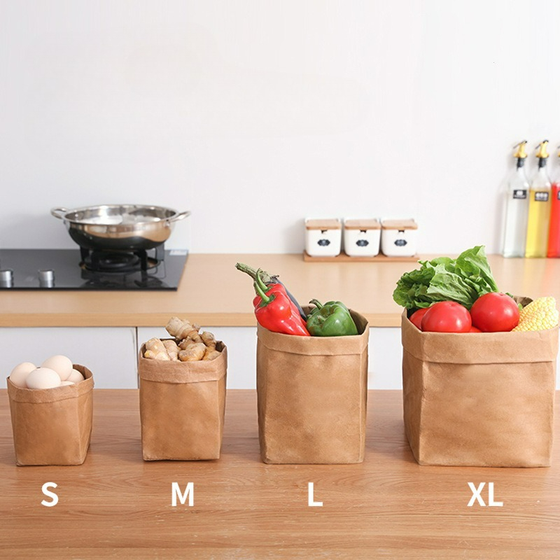 Reusable Produce Bag - Kraft Kağıt Çanta Yıkanabilir Kağıt Saklama